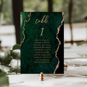 Smaragdgrüne Goldachat-Hochzeit Tischnummer