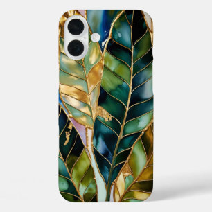 Smaragdgrüne Goldblatt-Ästhetik-Handyhülle iPhone 16 Plus Hülle