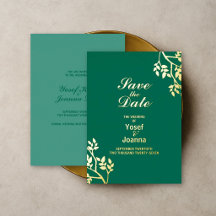 Smaragdgrüne Goldblatt-Hochzeit - Termin vormerken