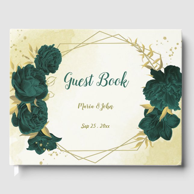 Smaragdgrüne Goldblume Gästebuch (Vorderseite)