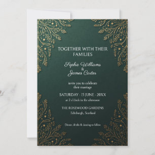 Smaragdgrüne Goldene Botanische Hochzeitseinladung Einladung