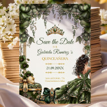 Smaragdgrüne goldene Tiara Floral Quinceañera