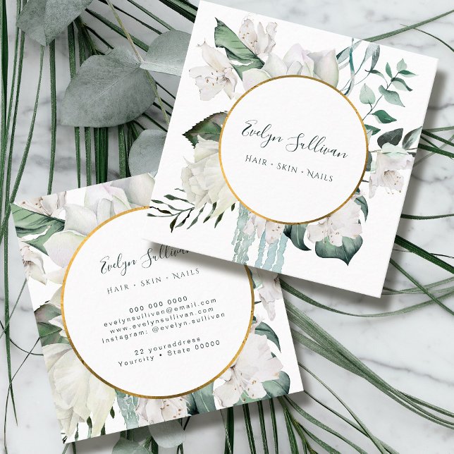 Smaragdgrüne Goldkreis-Visitenkarte Quadratische Visitenkarte (Von Creator hochgeladen)