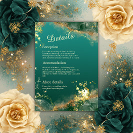 Smaragdgrüne Goldschmucktöne Hochzeit Begleitkarte