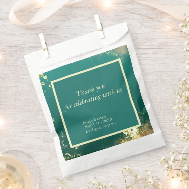 Smaragdgrüne Goldschmucktöne Hochzeit Geschenktütchen (Ausgeschnitten)