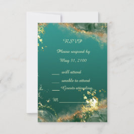 Smaragdgrüne Goldschmucktöne Hochzeit RSVP Karte