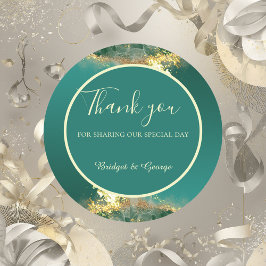 Smaragdgrüne Goldschmucktöne Hochzeit Runder Aufkleber