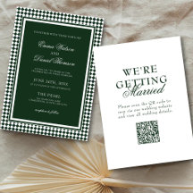 Smaragdgrüne Harlekin-Rand QR-Code Hochzeit