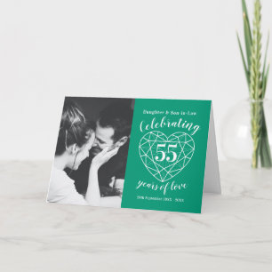 Smaragdgrüne Herzkarte zum 55. Geburtstag Karte