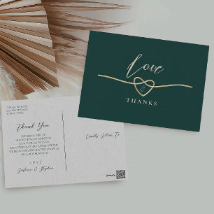 Smaragdgrüne Hochzeit Dankeschön Postkarte