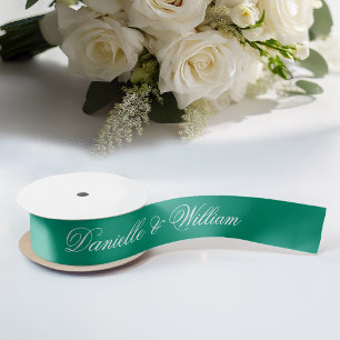 Smaragdgrüne Hochzeit Elegante Schrift Kalligrafie Satinband