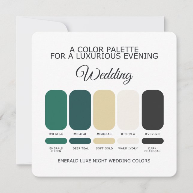 Smaragdgrüne Hochzeit Farbpalette Karte (Vorderseite)