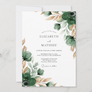 Smaragdgrüne Hochzeit im üppigen Flor Einladung