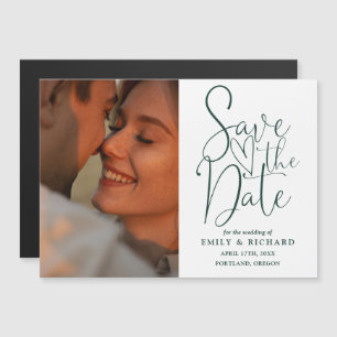Smaragdgrüne Hochzeitsfoto-Save-the-Date-Karte Magneteinladung