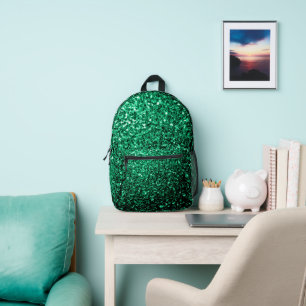 Smaragdgrüne Imitate Glitzer Glitzern Bedruckter Rucksack