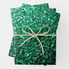 Smaragdgrüne Imitate Glitzer Glitzern Geschenkpapier Set