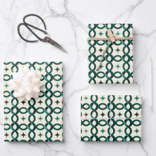 Smaragdgrüne ineinandergreifende Kreise Geschenkpa Geschenkpapier Set