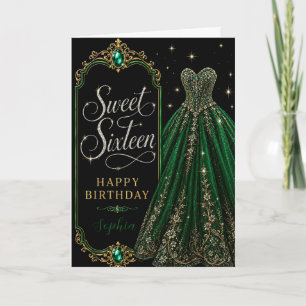Smaragdgrüne Jewel Sweet 16 Geburtstagsfeier Karte