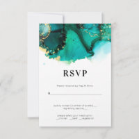 Smaragdgrüne Juwel-Ton-Hochzeits-RSVP