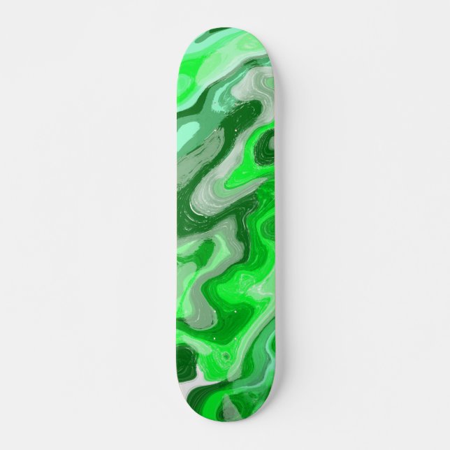 Smaragdgrüne Marmortextur Abstrakte Flüssigfarbe Skateboard (Vorne)