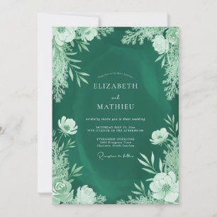 Smaragdgrüne Minzblatt-Hochzeit Einladung