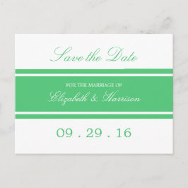 Smaragdgrüne moderne Hochzeiten retten das Datum Ankündigungspostkarte
