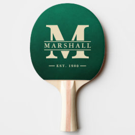 Smaragdgrüne Monogramm- und Namensauflage Tischtennis Schläger