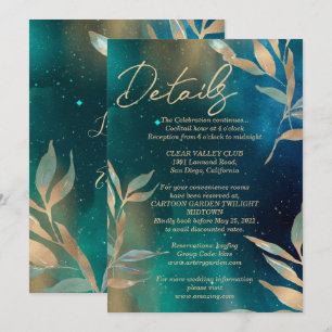 Smaragdgrüne Nebelgalaxie Nachthimmel Goldfolie  Einladung