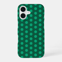 Smaragdgrüne Polka-Punkte iPhone 16 Hülle