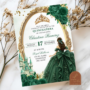 Smaragdgrüne Prinzessin Märchen Quinceanera Einladung