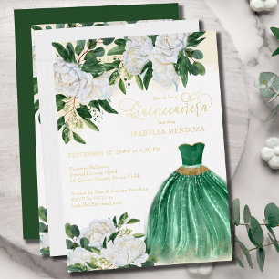 Smaragdgrüne Prinzessin Quinceanera Gold Folieneinladung