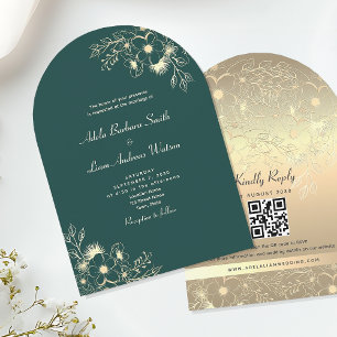 Smaragdgrüne QR-Code-Hochzeit Einladung