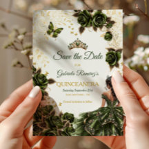Smaragdgrüne Quinceañera Goldene Tiara Schmetterli