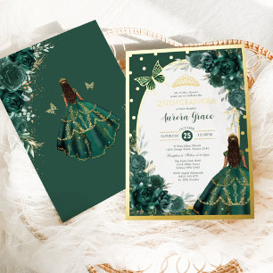 Smaragdgrüne Quinceanera Mis Quince 15 Anos Folieneinladung