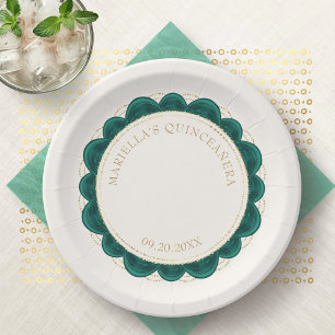 Smaragdgrüne Quinceanera Pappteller