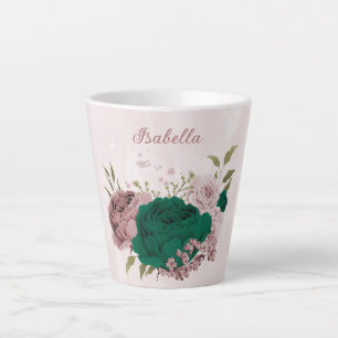 smaragdgrüne rosa Blume Milchtasse