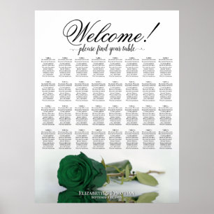Smaragdgrüne Rose 32-Tisch-Hochzeits-Sitzplan Poster