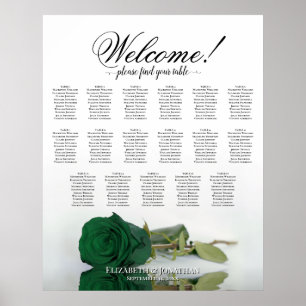 Smaragdgrüne Rose Elegant 17 Tisch Sitzordnung Poster