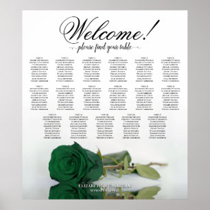 Smaragdgrüne Rosen Elegant 17 Tisch Sitzordnung Poster