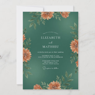 Smaragdgrüne Rostlaub-Eukalyptus-Hochzeit Einladung