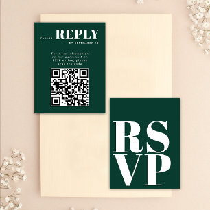 Smaragdgrüne RSVP-Karten für Hochzeits-QR-Code RSVP Karte