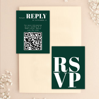 Smaragdgrüne RSVP-Karten für Hochzeits-QR-Code RSVP Karte