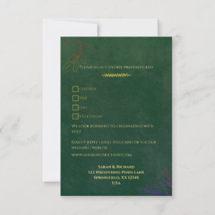 Smaragdgrüne Samt-Luxus-Gold-Akzent-Hochzeits-RSVP RSVP Karte