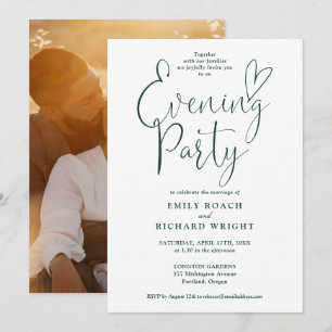 Smaragdgrüne Schrift Hochzeit Abendparty Einladung