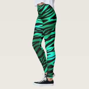 Smaragdgrüne schwarze Tiger Streifen Wildtiere Leggings