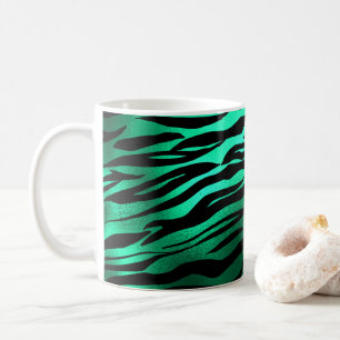 Smaragdgrüne schwarze Tigerstreifen Wildtiere Kaffeetasse