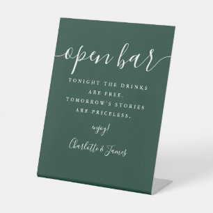 Smaragdgrüne Signature-Script-Open-Bar Sockelschild