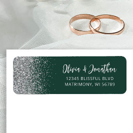 Smaragdgrüne silberne Glitter-Hochzeitsadresse