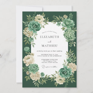 Smaragdgrüne Sukkulenten-Eukalyptus-Hochzeit Einladung
