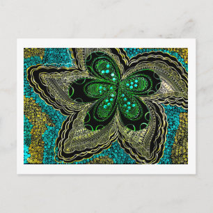 Smaragdgrüne Teal-Mandala-Blumen-Postkarte Postkarte